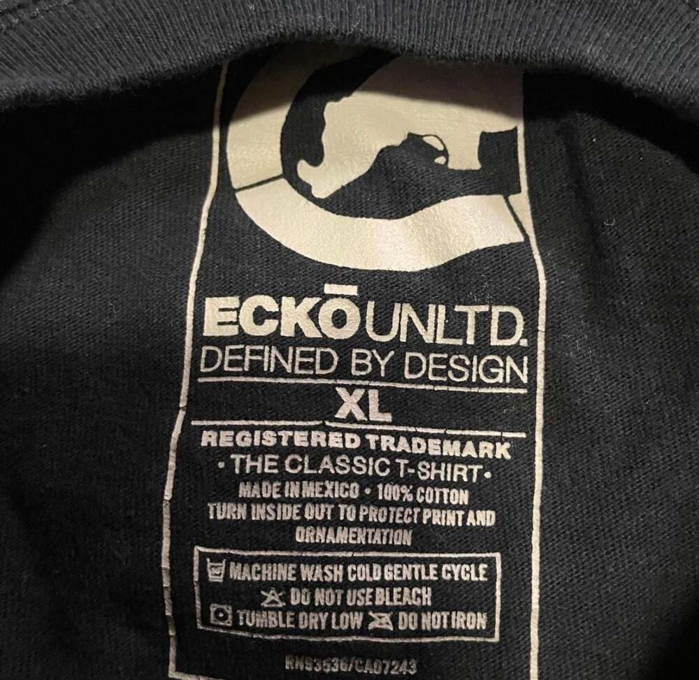 SOLD Vintage Y2K Ecko Unltd. Black and Green Wraparound Rhino Graphic T-Shirt XL - Picture 4 of 4